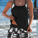 Tankini Modo Tie-Dye Top de Alças e Calções