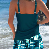 Tankini Modo Tie-Dye Top de Alças e Calções