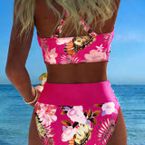 Biquíni Estampado com Flores em Contraste