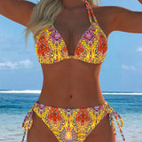 Emília - Biquíni colorido com alças e estampado