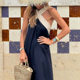 Ariana - Vestido maxi cruzado, respirável e confortável