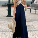 Ariana - Vestido maxi cruzado, respirável e confortável
