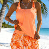 Joana - Tankini com estampa e abertura lateral