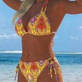 Emília - Biquíni colorido com alças e estampado