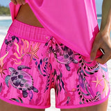 Tankini Estilo Elegante Impressão Marítima