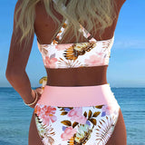 Biquíni Estampado com Flores em Contraste