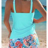 Tankini Top Sem Mangas Calções Impressos