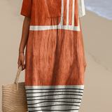 Selene - Vestido Terracota com Listras Gráficas
