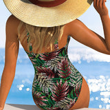 Fato de Banho com Impressão de Plantas Tropicais