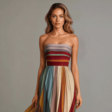 Ema - Vestido comprido e colorido sem mangas
