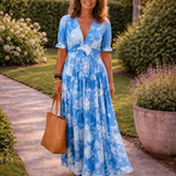 Ana - Vestido midi com padrão floral